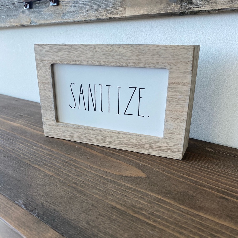 Rae Dunn Sanitize sign